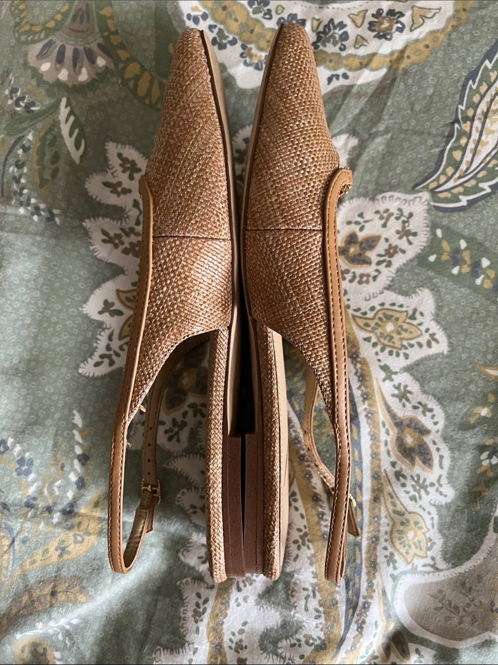 Sam Edelman Tan Woven Slingback Flats with Gold Accent - Picture 2 of 4